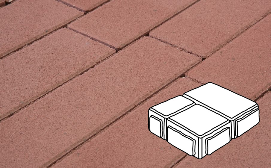 Плитка тротуарная Готика Profi, Старый Город В.3.Фсм.8, красный, частичный прокрас, б/ц, толщина 80 мм, комплект 3 шт