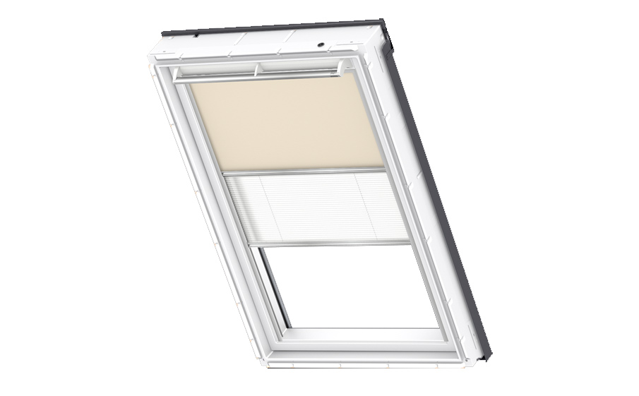 Затемняющая штора VELUX Дуо DFD 1085S, для окна 660*1180 мм, бежевый/белый