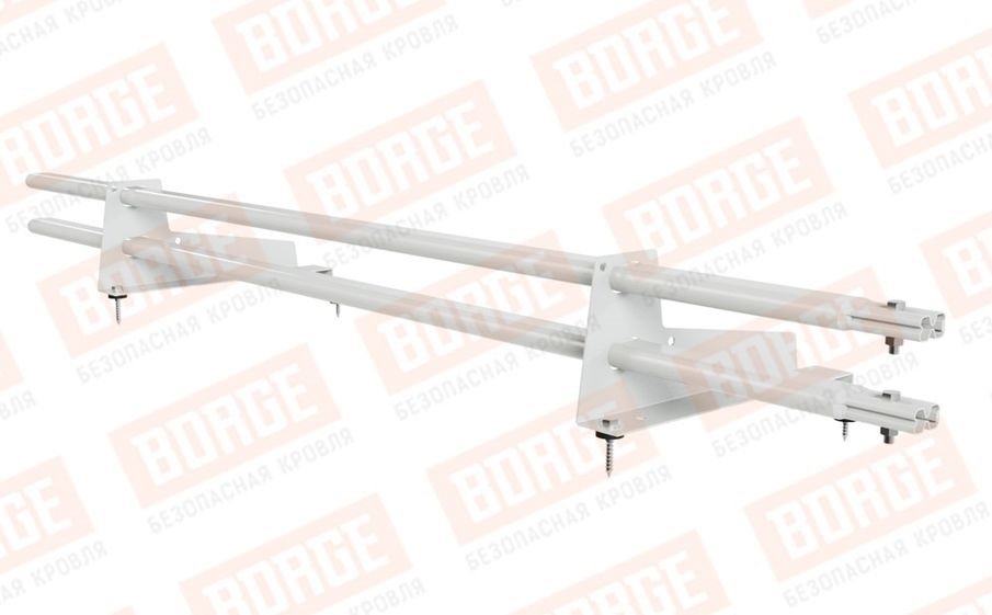 Снегозадержатель трубчатый Borge для металлочерепицы с высокой ступенькой 350 мм оцинкованный RAL 9003, 1,5 м