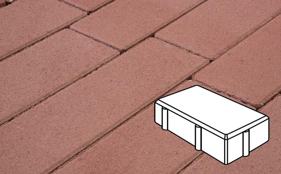 Плитка тротуарная Готика Profi, Брусчатка Б.2.П.7, красный, частичный прокрас, б/ц, 200*100*70 мм