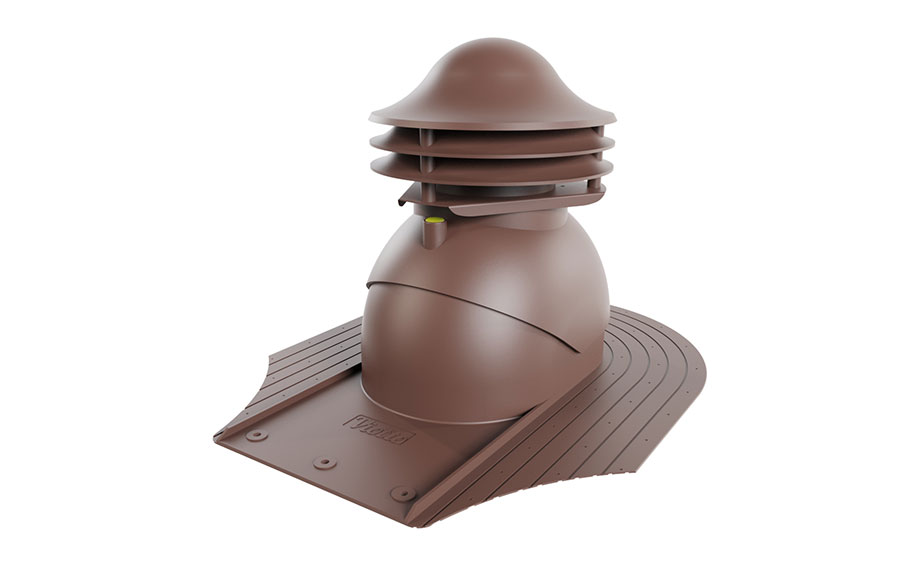 Выход вентиляции канализации Viotto для мягкой кровли при монтаже d=110 мм утепленный, RAL 8017 коричневый