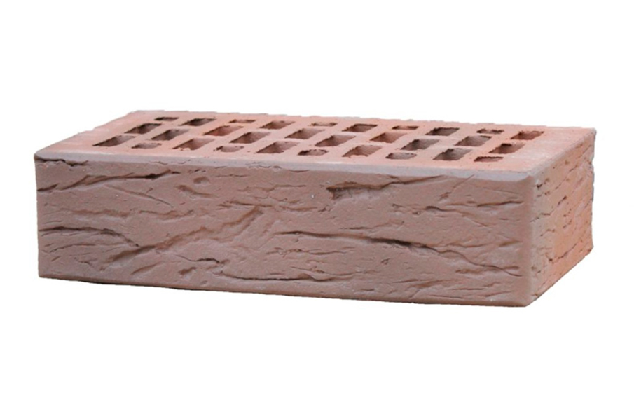 Кирпич облицовочный пустотелый ЛСР, светло-коричневый флэш, рустик, 250*120*65 мм