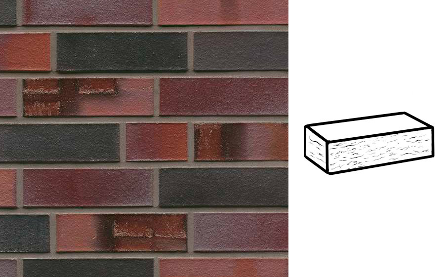 Кирпич клинкерный Muhr 29 S Schwarzblau-bunt Spezial рустик, 240*55*71 мм