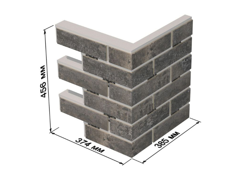 Термопанель для левого оконного откоса ППС с клинкерной плиткой 8,5 мм BestPoint Loft Masala, 374/385*470*80 мм