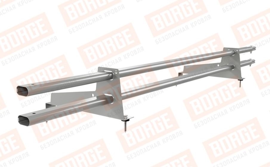 Снегозадержатель трубчатый Borge для металлочерепицы с высокой ступенькой 350 мм оцинкованный RAL 9006, 1,5 м