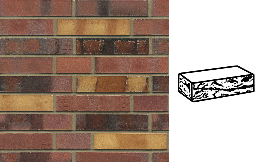 Кирпич клинкерный Muhr 21 SF Gelbbraunrot Spezial готик, 240*115*52 мм