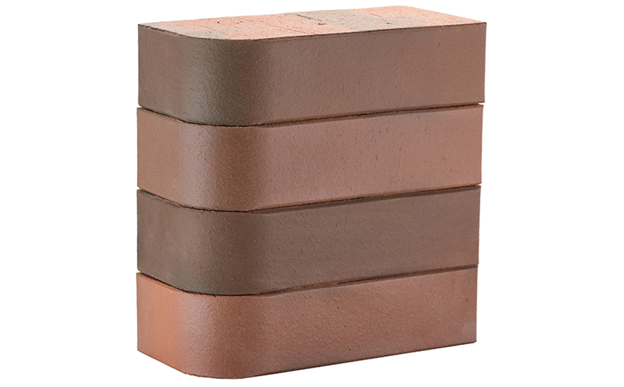 Кирпич облицовочный полнотелый ЛСР, красный флэш, гладкий, R-60 радиусный, 250*120*65 мм