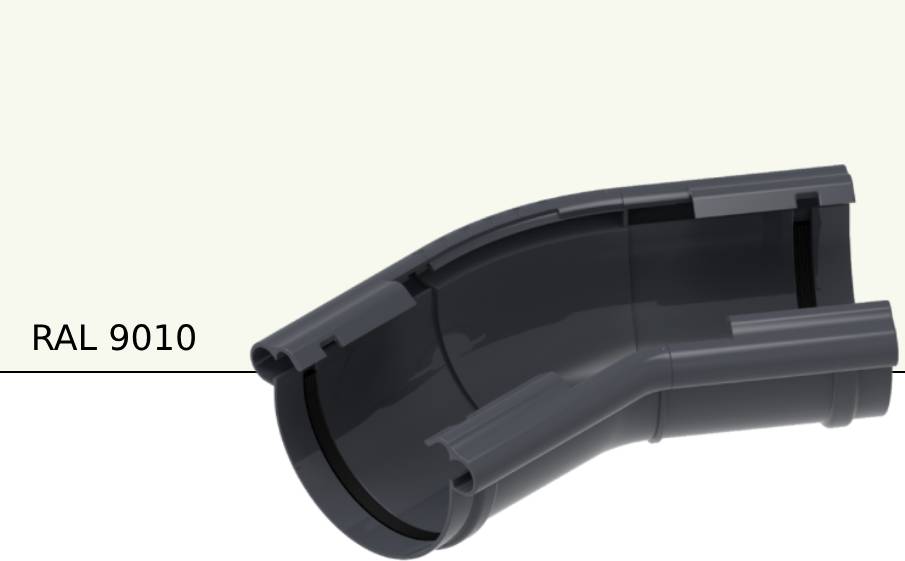 Угол универсальный регулируемый KROP PVC 120-145 градусов для системы D 130/90 мм, RAL 9010
