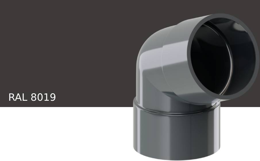 Колено 67 градусов KROP PVC для системы D 130/90 мм, RAL 8019
