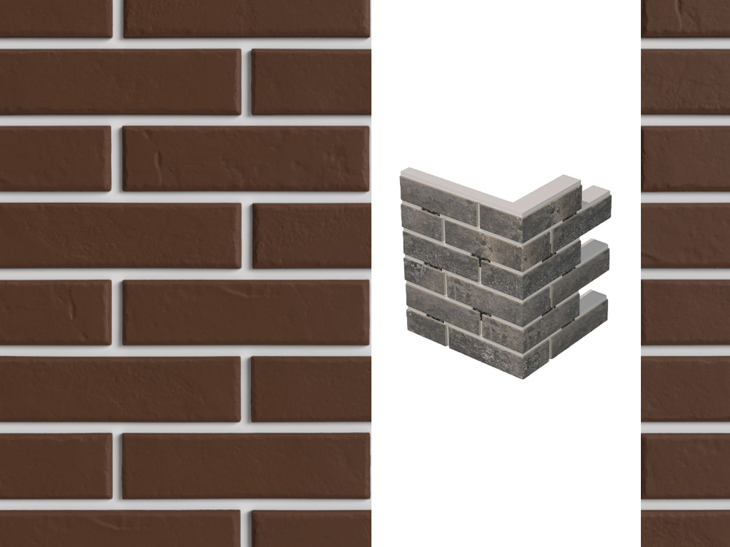 Термопанель для правого оконного откоса ППС с клинкерной плиткой толщиной 12 мм BestPoint Classic Terra, 374/385*470*60 мм