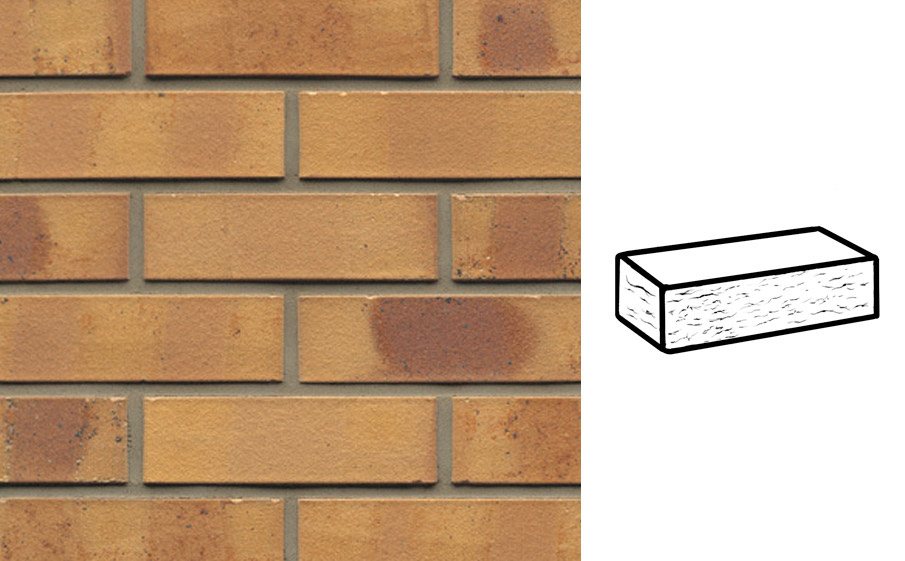 Кирпич клинкерный Muhr 06K Hellbraun-bunt Kohle рустик, 240*115*71 мм