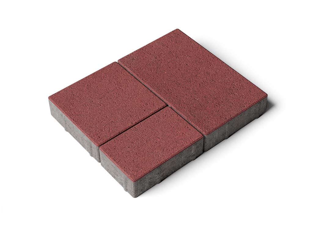 Плитка тротуарная Старый город А.1.Фсм.4 стандарт гладкий красный, комплект 3 шт, толщина 40 мм