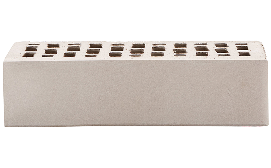 Кирпич облицовочный пустотелый ЛСР светло-серый гладкий, утолщенные стенки, М175, 250*120*65 мм