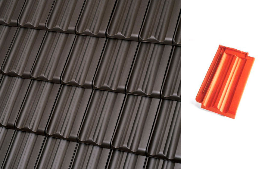 Керамическая черепица рядовая Roben Elsass темно-коричневый ангоб