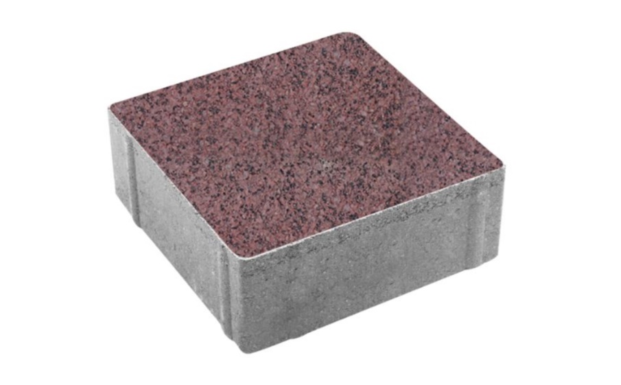 Плитка тротуарная Квадрат А.2.К.4 гранит+ красный с черным, 200*200*40 мм