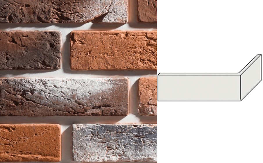 Декоративный кирпич Leonardo Stone угловой элемент Лион 190/90*65*13 мм 485