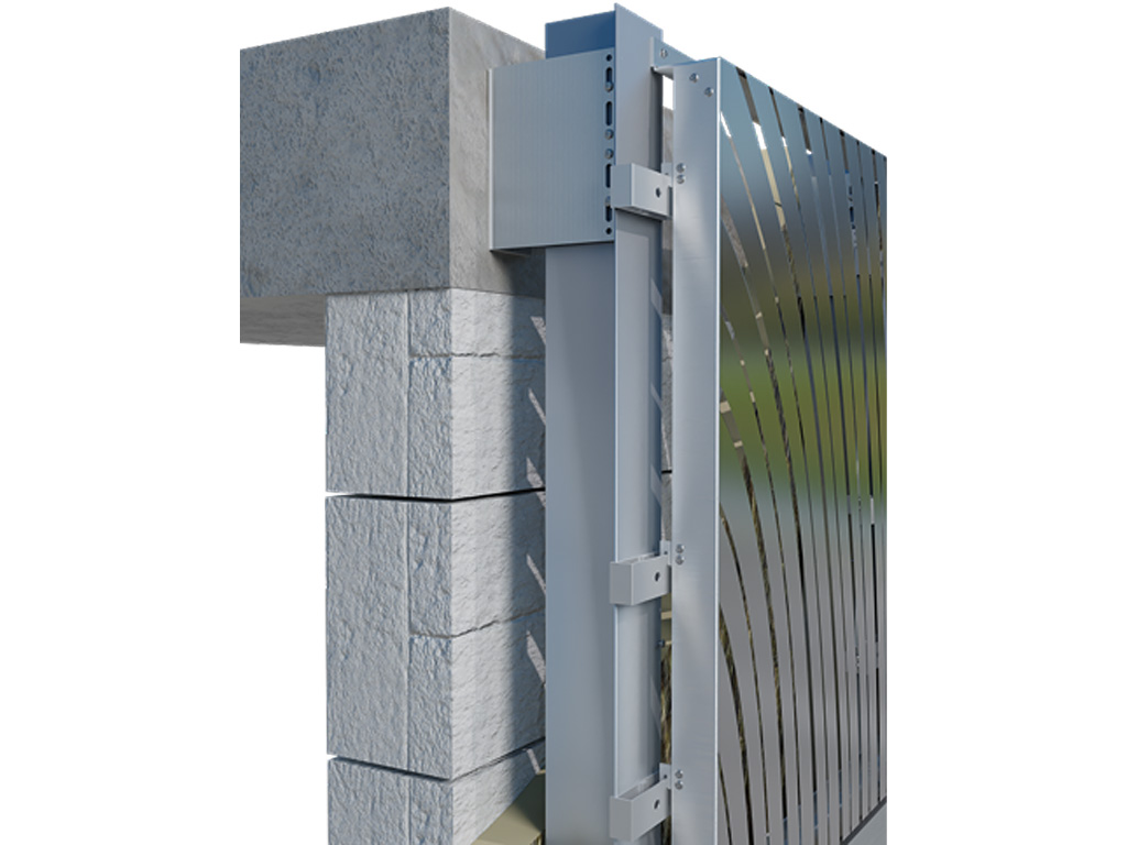 Подсистема НФС KAFT для алюминиевых композитных панелей и мателлокассет, крепление скрытым способом на салазках