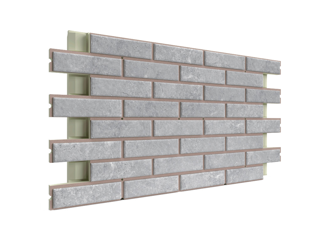 Термопанель ППУ с клинкерной плиткой толщиной 8,5 мм BestPoint Exclusive Cement Gray 1166*616*65 мм