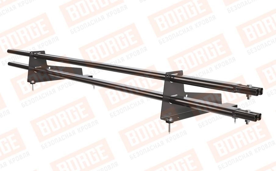 Снегозадержатель трубчатый Borge для металлочерепицы с высокой ступенькой 350 мм оцинкованный RAL 8019, 1,5 м