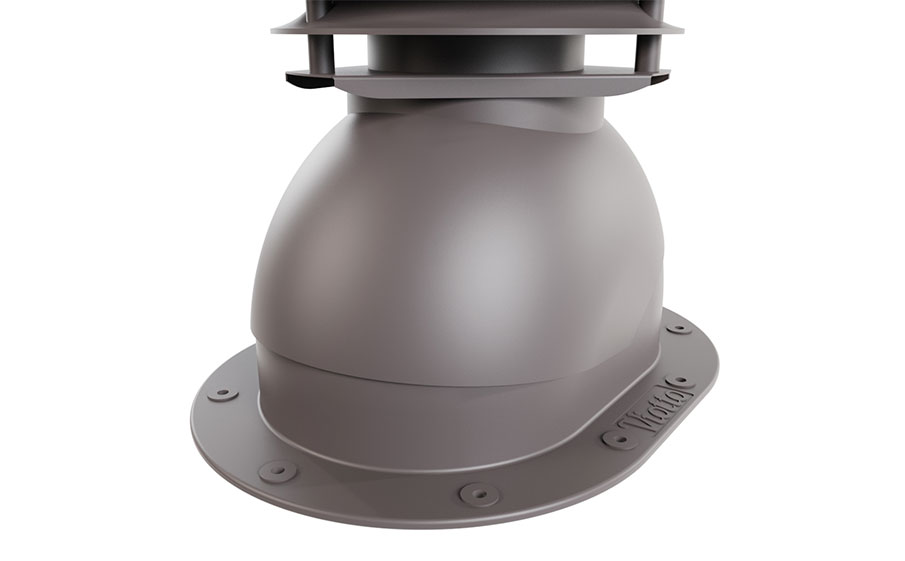 Выход вентиляции канализации Viotto для готовой мягкой и фальцевой кровли d=110 мм утепленный, RAL 8019 серо-коричневый