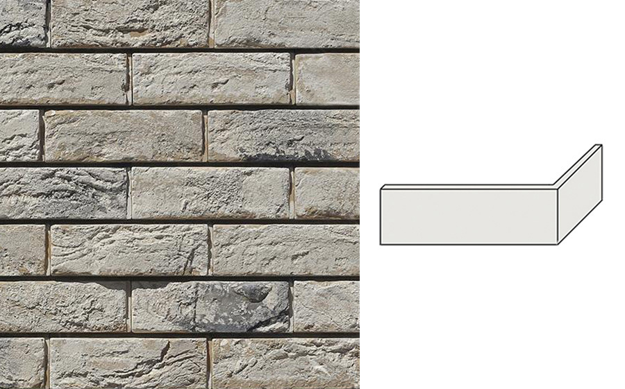 Угловой декоративный кирпич для навесных вентилируемых фасадов левый White Hills Бремен брик цвет F309-15