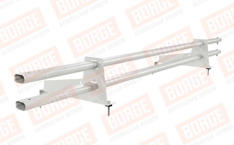 Снегозадержатель трубчатый Borge для металлочерепицы с высокой ступенькой 350 мм оцинкованный RAL 9003, 1,5 м