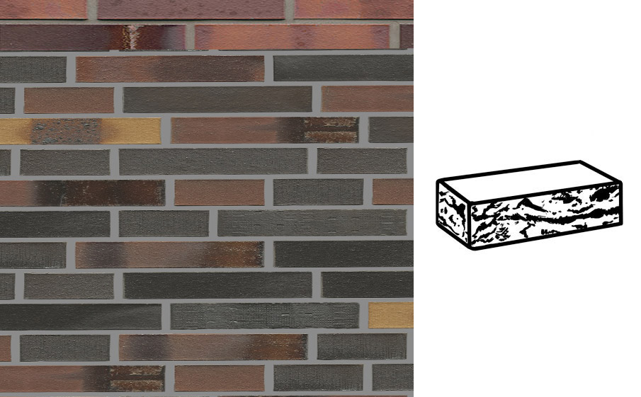 Кирпич клинкерный Muhr 40 Kobalt Spezial geflammt готик, 290*90*40 мм