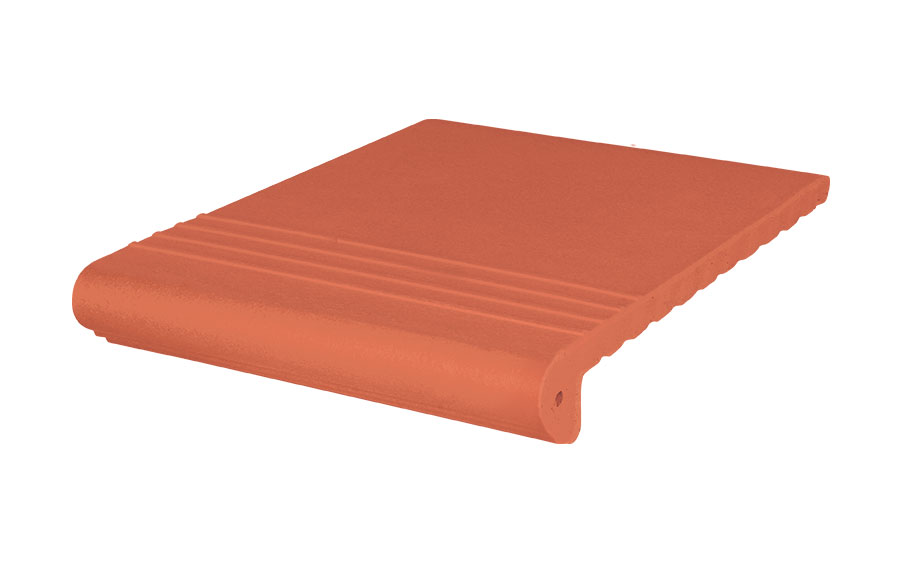 Клинкерная ступень античная рифленая King Klinker 01 Ruby red, 330*245*16 мм