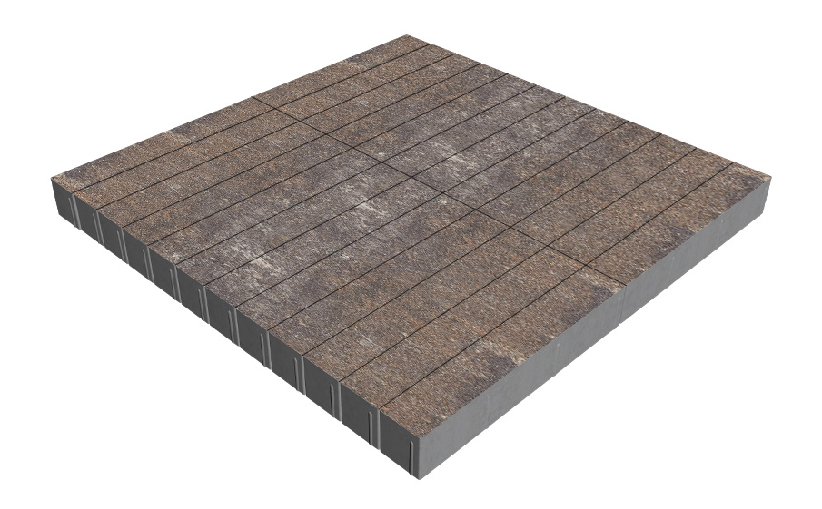 Плитка тротуарная SteinRus Кроссбар Хэви лонг Б.14.П.10, гладкая, Сепия, 600*100*100 мм
