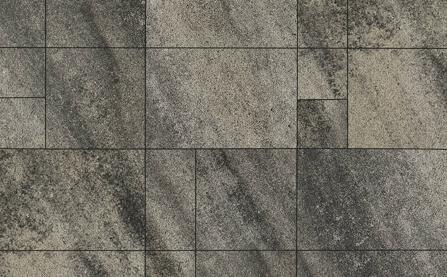 Плитка тротуарная Грандо Б.9.Фсм.6 листопад гранит антрацит, комплект 4 шт, толщина 60 мм