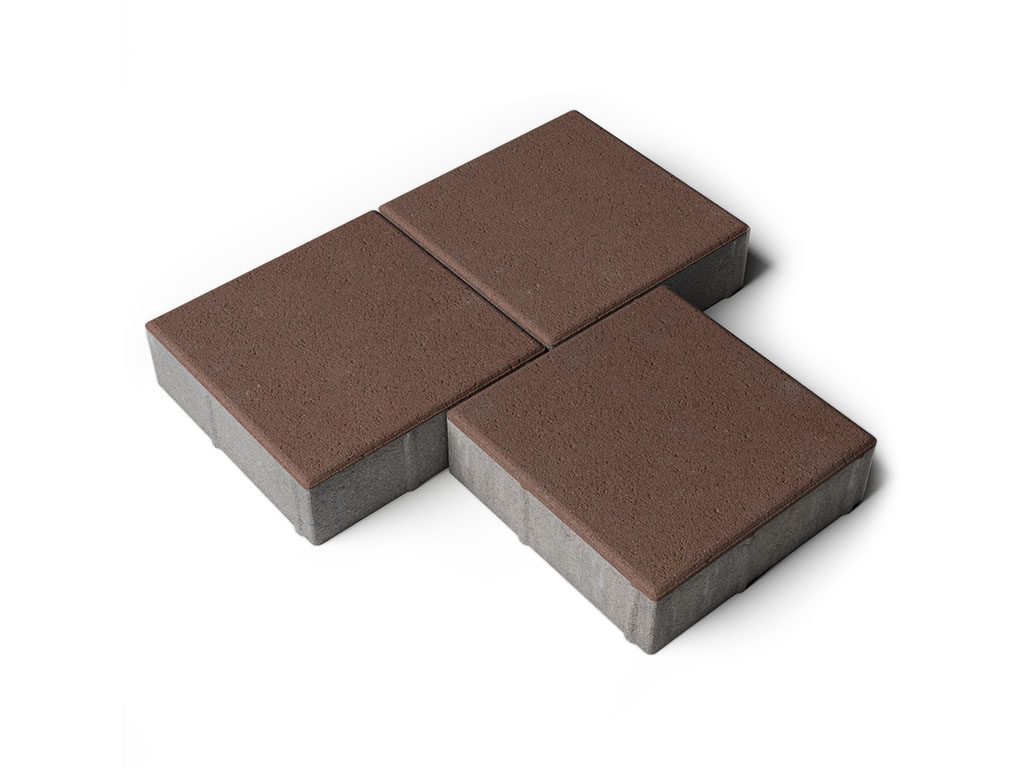 Плитка тротуарная Квадрат Б.2.К.6 стандарт гладкий коричневый, 200*200*60 мм