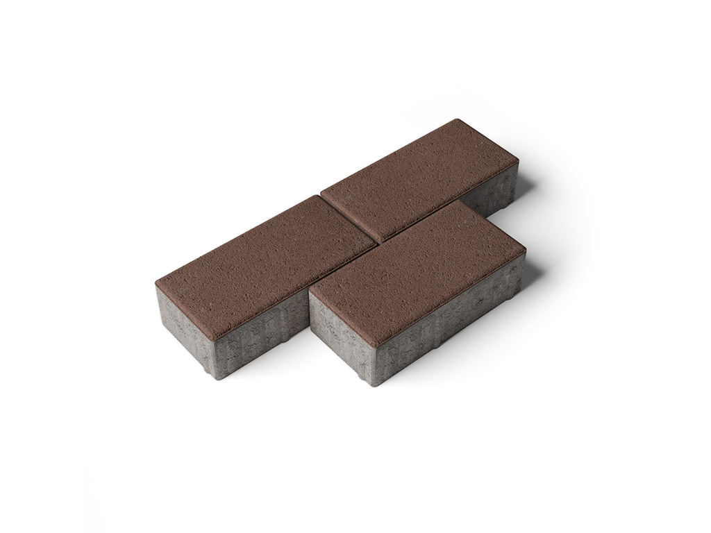 Плитка тротуарная Прямоугольник Б.2.П.6 В стандарт гладкий коричневый, 200*100*60 мм