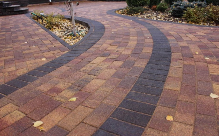 Плитка тротуарная Прямоугольник Б.1.П.8 листопад гранит антрацит, 300*200*80 мм