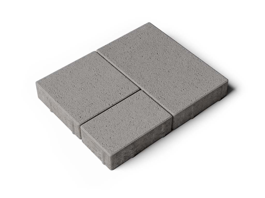 Плитка тротуарная Старый город А.1.Фсм.4 стандарт гладкий серый, комплект 3 шт, толщина 40 мм