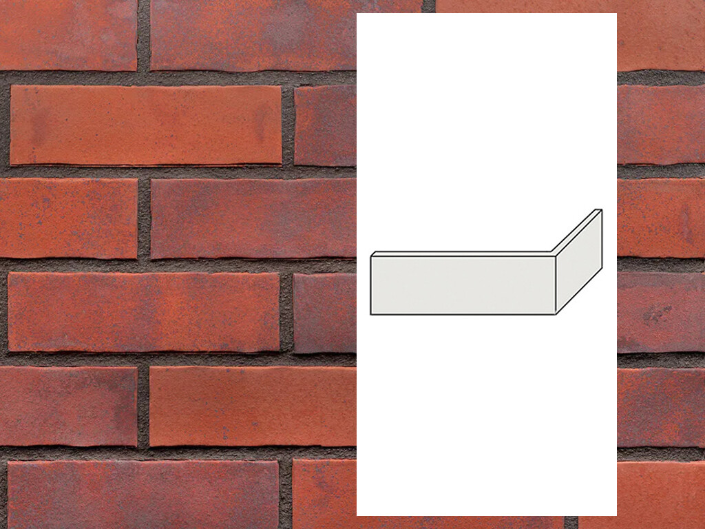 Клинкерная плитка угловая King Klinker Old Castle Red square HF39, 240*71*115*10 мм