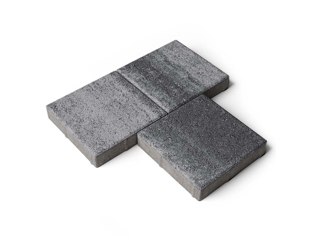 Плитка тротуарная Квадрат А.2.К.4 листопад гранит антрацит, 200*200*40 мм