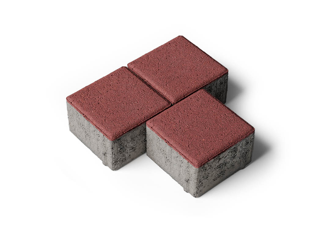 Плитка тротуарная Квадрат Б.3.К.6 стандарт гладкий красный, 100*100*60 мм 