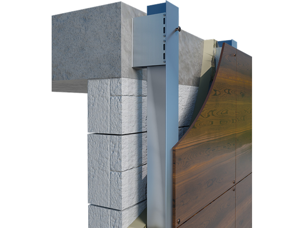 Подсистема НФС KAFT для HPL-панелей, крепление видимым способом на заклепках