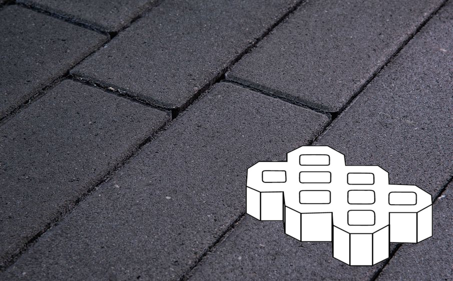 Плитка тротуарная Готика Profi, Экопарковка Б.6.ГР.10, суперчерный, частичный прокрас, с/ц, 600*400*100 мм