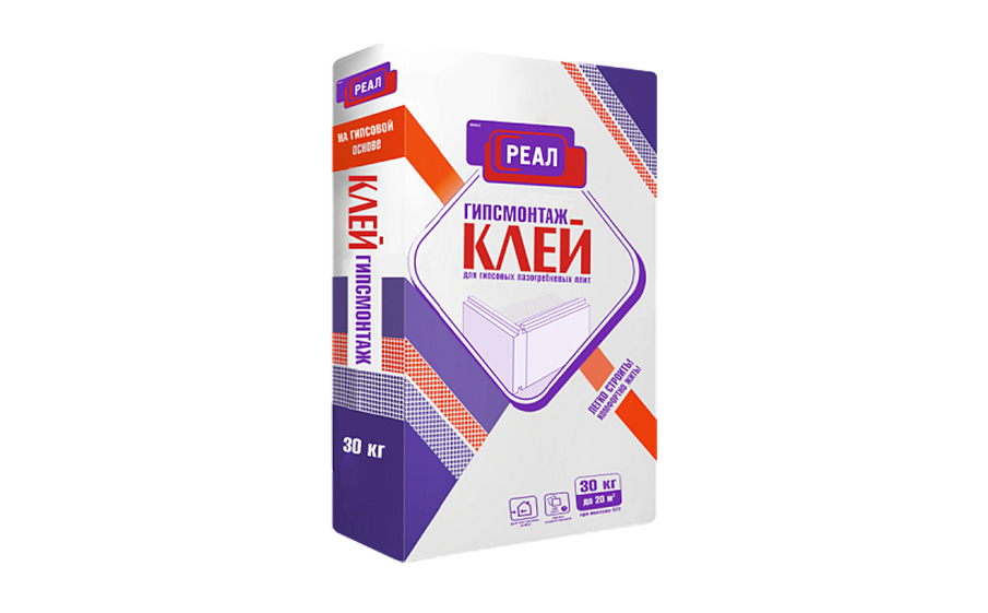 Клей для ПГП Гипсмонтаж РЕАЛ, 30 кг