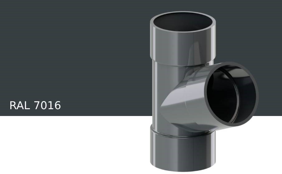 Тройник 67 градусов KROP PVC для системы D 75/63 мм, RAL 7016