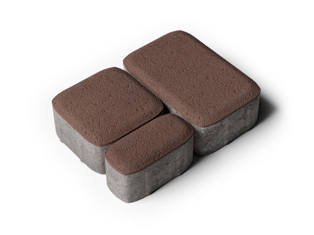 Плитка тротуарная Классико Б.4.КО.6 стандарт гладкий коричневый, комплект 3 шт, толщина 60 мм