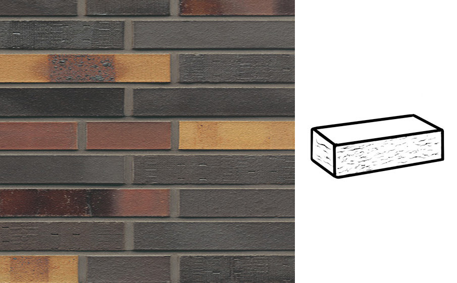 Кирпич клинкерный Muhr 40 Kobalt Spezial geflammt рустик, 240*90*40 мм