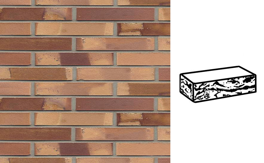 Кирпич клинкерный Muhr 08S Lachsrot Spezial готик, 240*90*40 мм