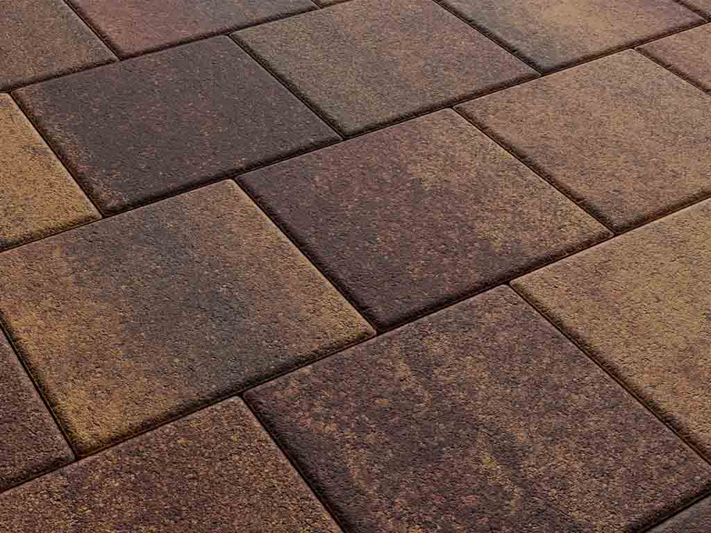 Плитка тротуарная Квадрат Б.1.К.10 листопад гранит осень, 300*300*100 мм 