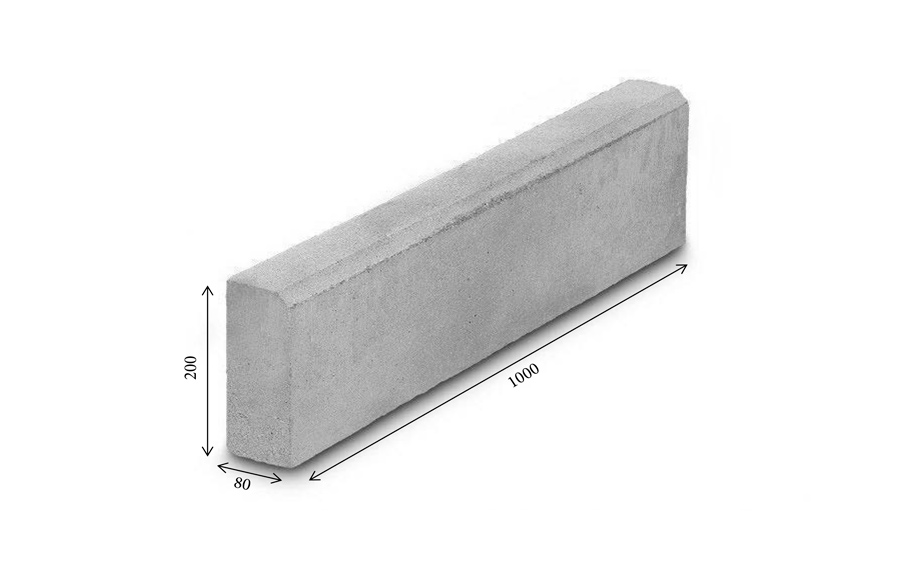 Тротуарный бордюр БР 100.20.8 листопад гранит антрацит, полный прокрас, 1000*200*80 мм