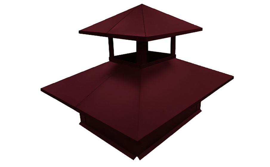 Дымник на трубу Grand Line двойной 520*390 мм 0,45 PE с пленкой RAL 3005 красное вино