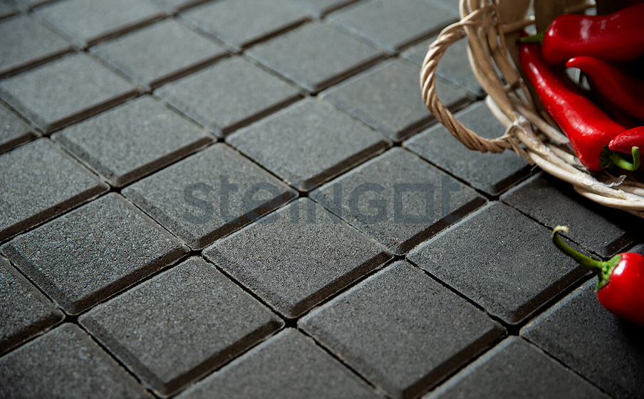 Плитка тротуарная Steingot Моноцвет, Квадрат, черный, 100*100*60 мм