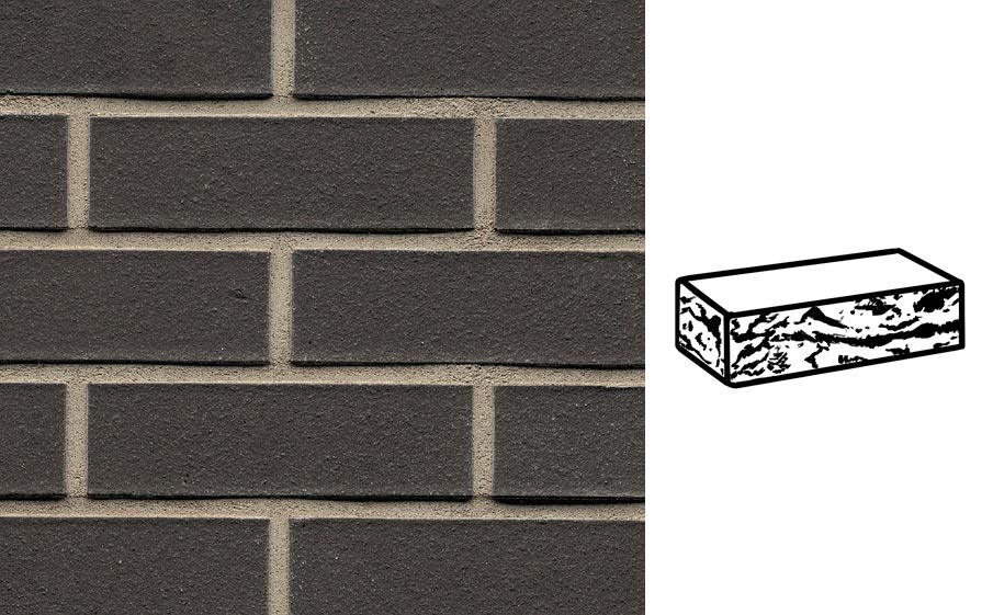 Кирпич клинкерный облицовочный 7-щелевой Muhr 05 Eisenschmelz Schwarzbraun готик, 250*120*65 мм