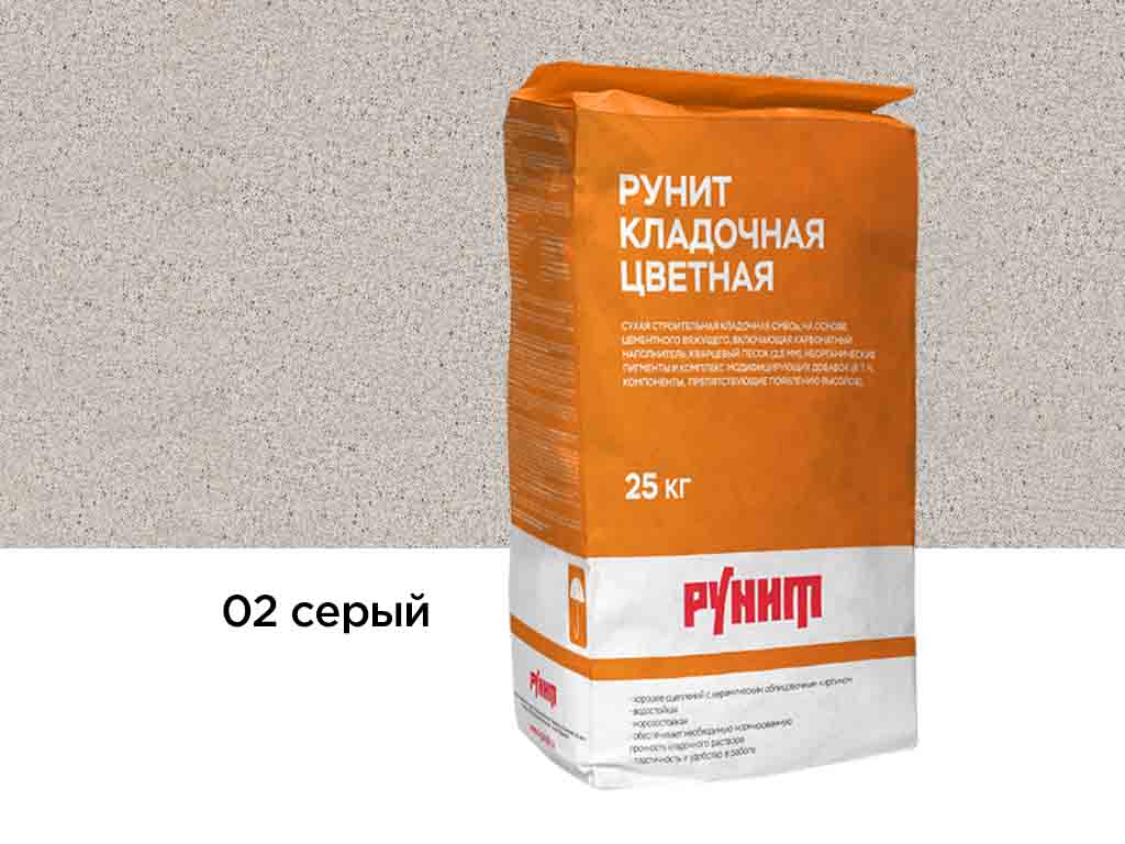 Цветная кладочная смесь Рунит К, серый 25 кг